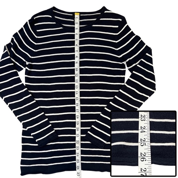 H&M Striped Crewneck Knit Sweater Navy Blue White Small S - Picture 11 of 12